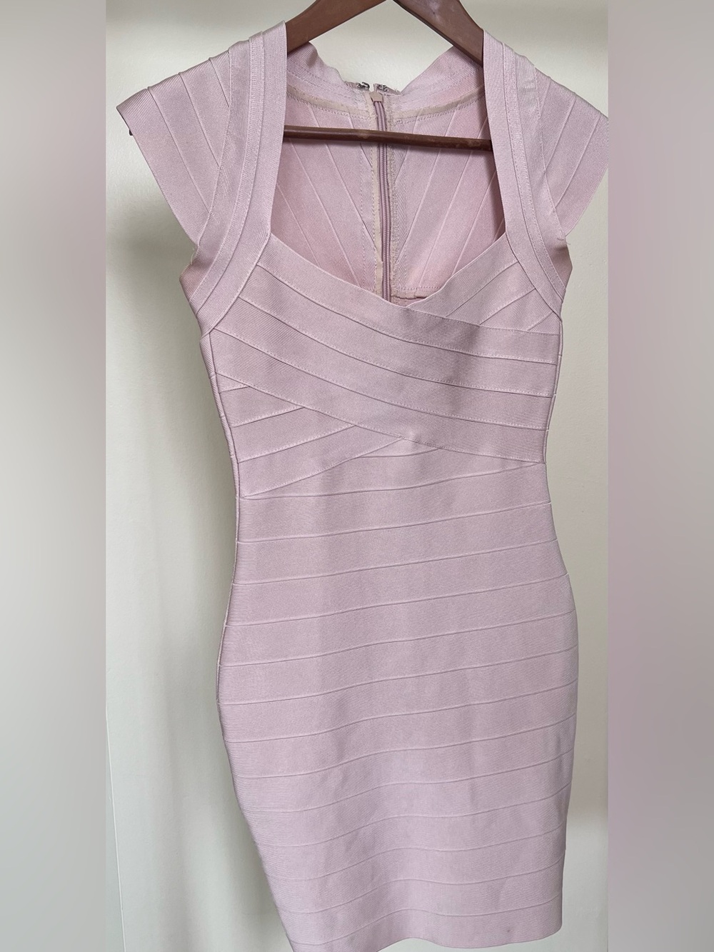 Blush Pink Bandage Bodycon Dress Size Small Sculpted Stretch